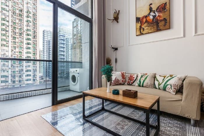 Exquisite duplex one-bedroom apartment with a projector bed