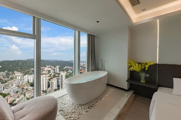 One-bedroom serviced apartment for rent in the Xiamen University area | Xiamen Blue Shark Seaview Apartment (Shimao Twin Towers Branch)