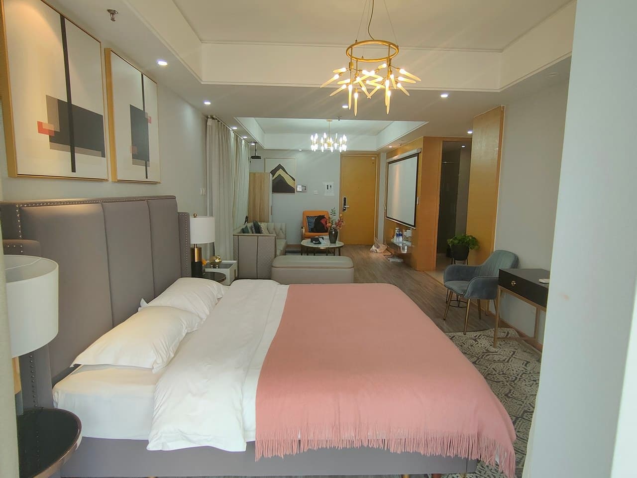 Japanese and Korean restaurants and hot pot downstairs