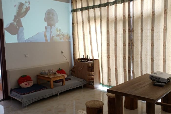 In projection
