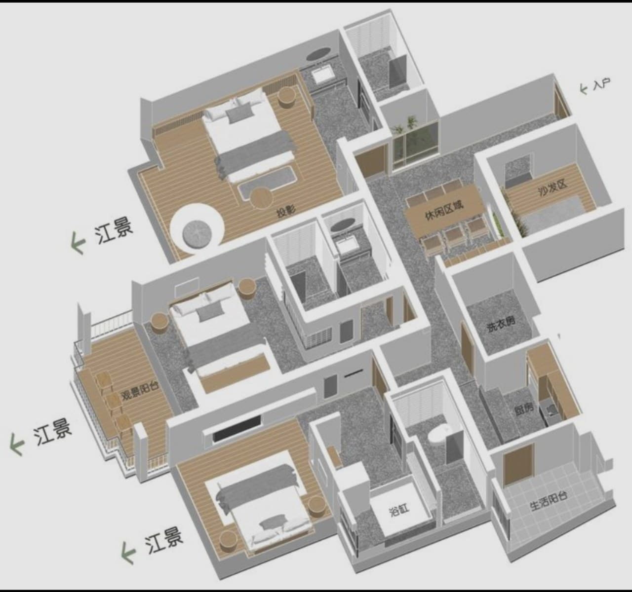 Each room has a full river view and a private bathroom.