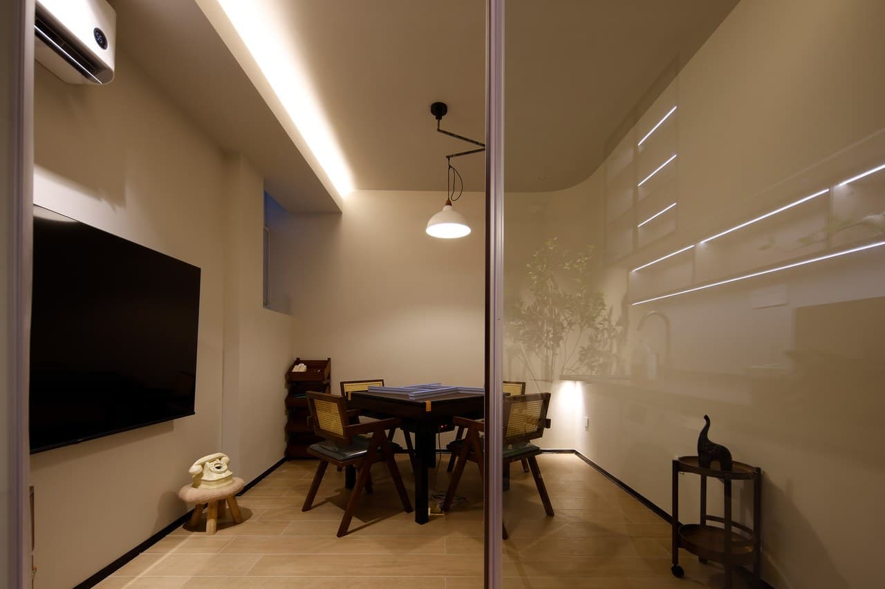 The home theater and card room are fully equipped with entertainment facilities.