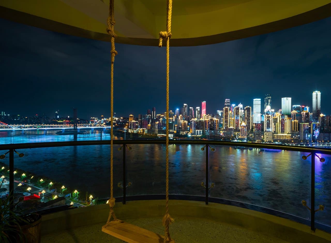A huge balcony with river views and great food options.