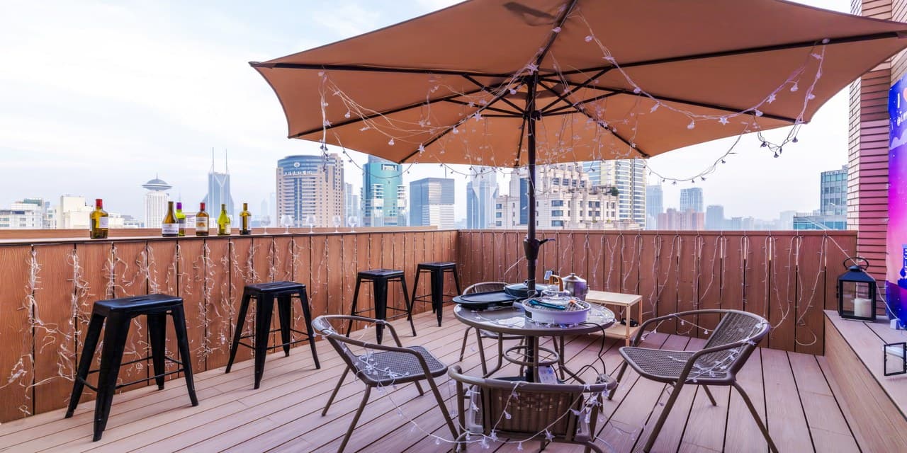 Exclusive rooftop terrace with views of the Oriental Pearl Tower