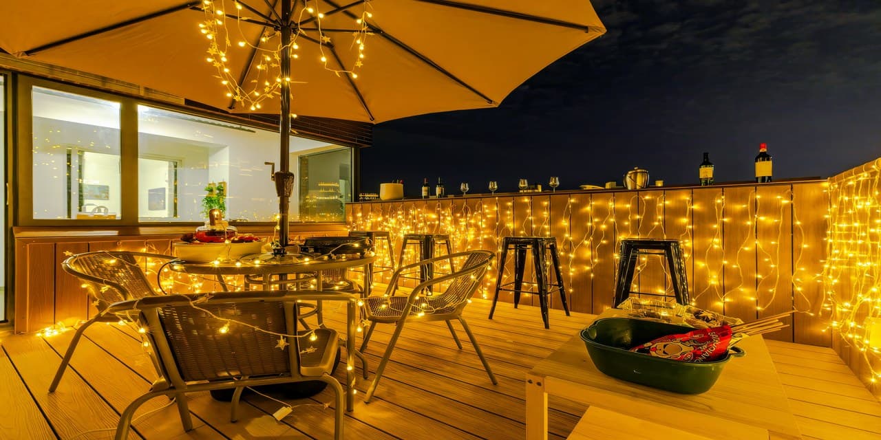 Exclusive rooftop terrace with views of the Oriental Pearl Tower