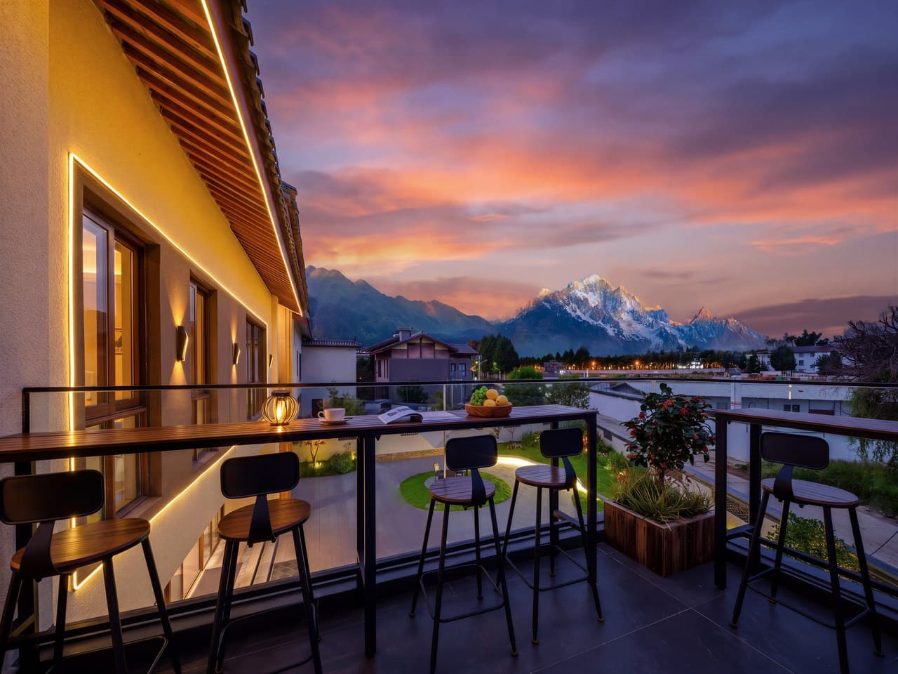 Enjoy the magnificent view of the snow-capped mountains up close