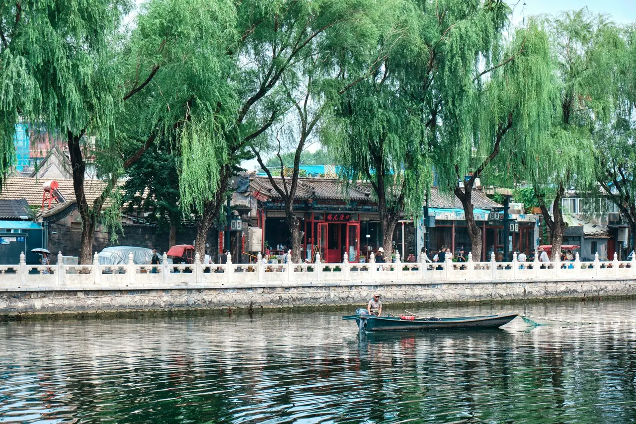 Houhai lake and hutong neighborhood in Beijing